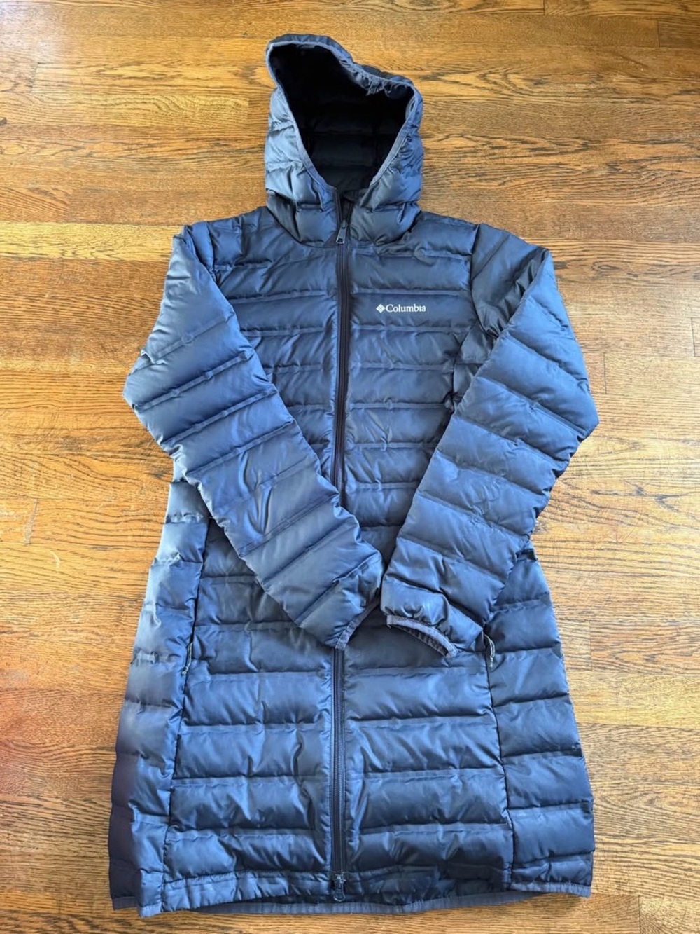 Columbia Women's Navy Hooded Long Puffer Coat